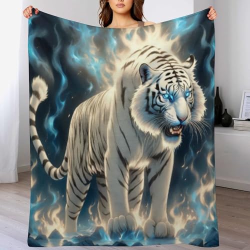 Tiger Flannel Fleece Wohndecken Kuscheldecken, Superweiche, Flauschige, Warme Mikrofaser Decke Für Schlafcouch,140×180cm von LCWWW