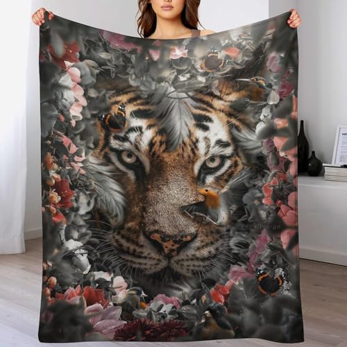 Tiger Kuscheldecke Flauschig Decke, Flannel Weiche Sofadecke, Fleecedecke, Wohndecke - Pflegeleicht - Warm 150×200cm von LCWWW