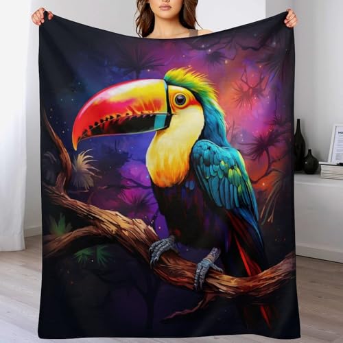 Tukane Flannel Fleece Wohndecken Kuscheldecken, Superweiche, Flauschige, Warme Mikrofaser Decke Für Schlafcouch,130×180cm von LCWWW