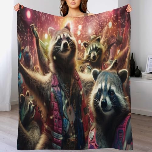 Waschbär Decke, Wohndecke,Weich Warm Flannel Vier Jahreszeiten Fleecedecke Sofadecke Bettdecke Wohnzimmer Couch Wohndecke 130×150cm von LCWWW