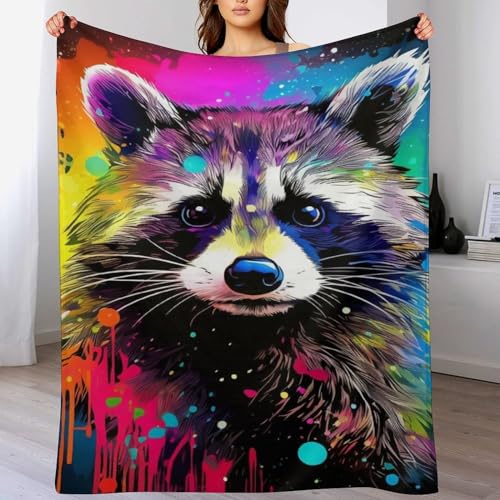 Waschbär Flannel Fleece Wohndecken Kuscheldecken, Superweiche, Flauschige, Warme Mikrofaser Decke Für Schlafcouch,130×180cm von LCWWW