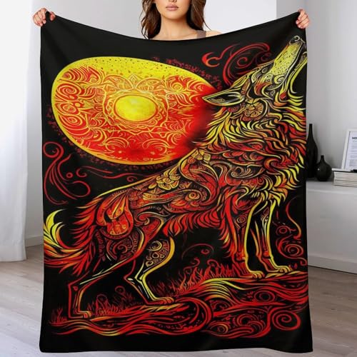 Wolf Decke, Wohndecke,Weich Warm Flannel Vier Jahreszeiten Fleecedecke Sofadecke Bettdecke Wohnzimmer Couch Wohndecke 130×150cm von LCWWW