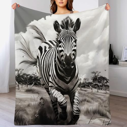 Zebra Flannel Fleece Wohndecken Kuscheldecken, Superweiche, Flauschige, Warme Mikrofaser Decke Für Schlafcouch,140×180cm von LCWWW