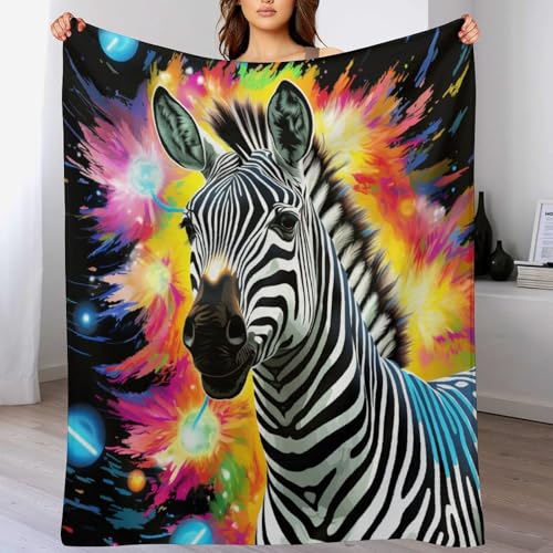 Zebra Kuscheldecke Flauschig Decke, Flannel Weiche Sofadecke, Fleecedecke, Wohndecke - Pflegeleicht - Warm 140×180cm von LCWWW