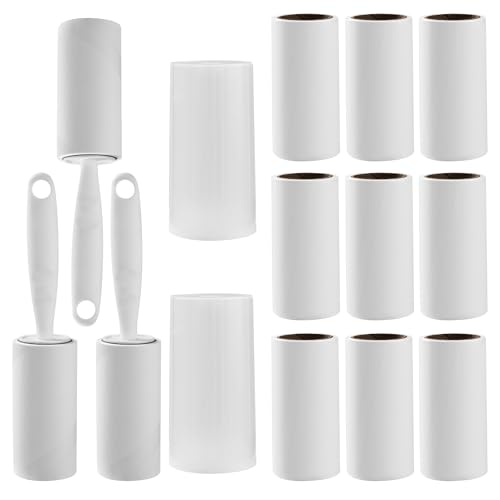 17-Teiliges Fusselrolle-Set, Superstarker Fusselrolle Kleidung (12 Rollen, 720 Blatt), 3 Spender, 2 Schutzhüllen, Fusselrolle Tierhaare, Fusselbürste, Fusselroller, Wiederverwendbare Lint Roller von LCXCXY