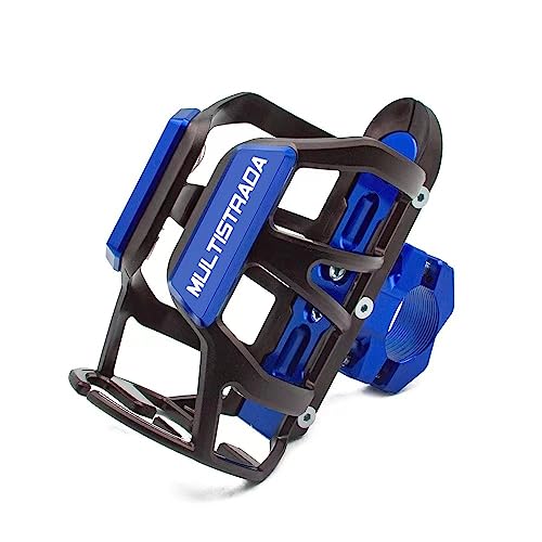 LCXZKIVS Für Ducati MULTISTRADA MTS1200 MTS950 MTS1260 Motorrad Getränke Wasser Flaschenhalter Trinken Kaffee Becherhalter Stoßstangenhalter Ständer Wate Getränkebecherhalter Getränkehalter(Blau) von LCXZKIVS