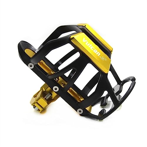 LCXZKIVS Für K&awasaki Vulcan S 650 VN650 EN650 Motorrad Getränke Wasser Flasche Käfig Trinken Kaffee Tasse Halter Stoßstange Halter Stehen Wate Trinken Tasse Halter Getränkehalter(Gold) von LCXZKIVS