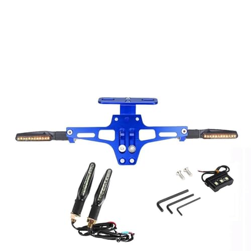 Motorrad Hinten Kennzeichen Halterung Mit Blinker Lichter Für MT01 MT07 MT10 YZF-R3 YZF-R6 YZF-R7 YZFR15 R125 600R(Blau 1) von LCXZKIVS