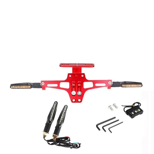 Motorrad Hinten Kennzeichen Halterung Mit Blinker Lichter Für Ninja KX250F KX450F KDX200 KDX220 KLX400 KLX450R Z800 Z1000SX(Rot 1.) von LCXZKIVS