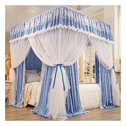 Betthimmel Modernes Luxusbett Baldachin, Vier Jahreszeiten Doppeldecke Bettvorhang, 360° Schützendes Einzelbett Baldachin, Für 1.5m/1.8m/2m Bett, Einfach Zu Montieren (Color : Blue, Size : 150x200x2 von LCYDMJ