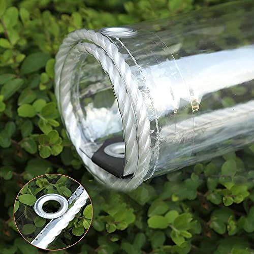 1.1m × 1.2m Abdeckplane Transparente mit Ösen, 0.35mm Wasserdicht Reißfeste Plane, PVC Klare Faltbare Kunststoffplane für Gartenmöbel Pavillon Pergola Terrassen Pflanzendach Regenschutz von LCYFBE