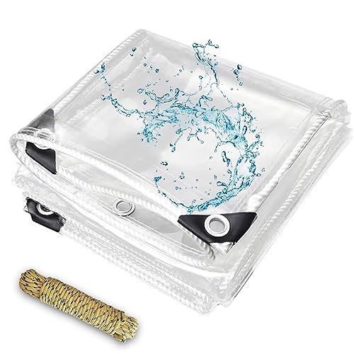 LCYFBE 2 x 3m Transparente Plane Abdeckplane,Pflanzenschutz Regen-Vorhänge,PVC Glas Klare wasserdichte Tarps mit Ösen,Schutzplane Für Gartenmöbel,Kältebeständig,Regenfest von LCYFBE