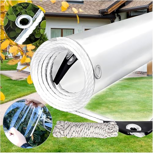 LCYFBE 2.4 x 2.4m Wasserdicht Plane Transparent Mit ösen, Regenschutz Abdeckplane, Klar Abdeckung für Pavillons, Pavillon, Balkon, Gärten, Pflanzendach, Gewächshaus Pet Hutch Dach von LCYFBE