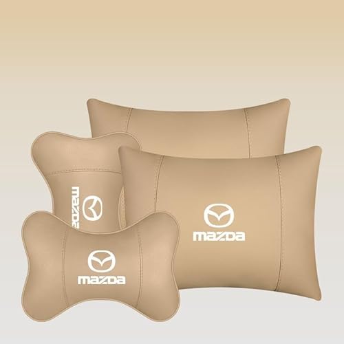 LDBKFD 2 Stück Auto Nackenkissen für Ma-zda MX-5 MX 5 MX5, Auto Kopfstütze Kissen Autositz-kopfstütze Nackenstütze Autositz Nackenkissen,Beige- 2*headrests and 2*Lumbar Support LDBKFD 2 Stück Auto Nackenkissen für Ma-zda MX-5 MX 5 MX5, Auto Kopfstütze Kissen Autositz-kopfstütze Nackenstütze Autositz Nackenkissen,Beige- 2*headrests and 2*Lumbar Support von LDBKFD