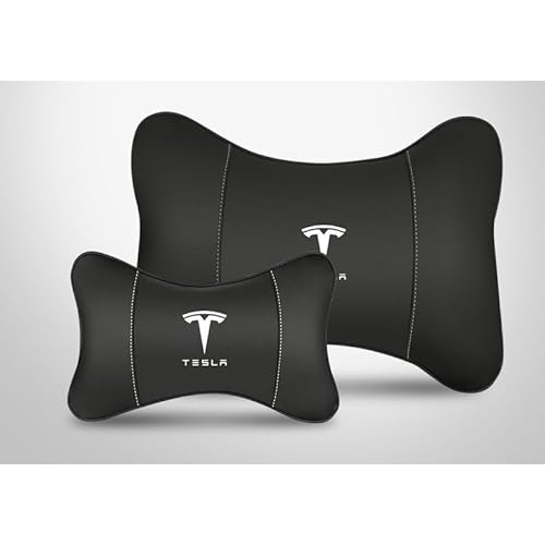 LDBKFD 2 Stück Auto Nackenkissen für Tesla Model S Model X Model 3 Model Y, Auto Kopfstütze Kissen Autositz-kopfstütze Nackenstütze Autositz Nackenkissen,Bl-ack- 1*headrest and 1* Lumbar Support von LDBKFD