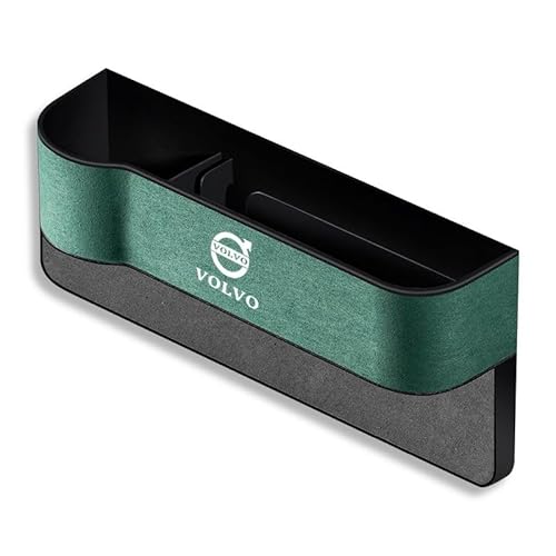 LDBKFD Autositz Leder Gap Aufbewahrungsbox für Volvo XC40 C40 Recharge 2018-2021 2022 2023 2024, Sitz Organizer mit Etikett Lückenfüller Organizer Storage,Green von LDBKFD