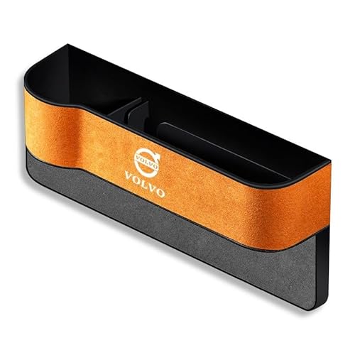 LDBKFD Autositz Leder Gap Aufbewahrungsbox für Volvo XC90 SUV 2015-2019 2020 2021 2022 2023, Sitz Organizer mit Etikett Lückenfüller Organizer Storage,Orange von LDBKFD