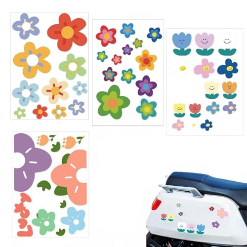 Fahrrad Aufkleber Set+Blumen Sticker+Wasserdicht Selbstklebend+4 Bögen+Verschiedene Größen+Bunt Fahrrad Aufkleber Set+Blumen Sticker+Wasserdicht Selbstklebend+4 Bögen+Verschiedene Größen+Bunt von LDBKLGHJ