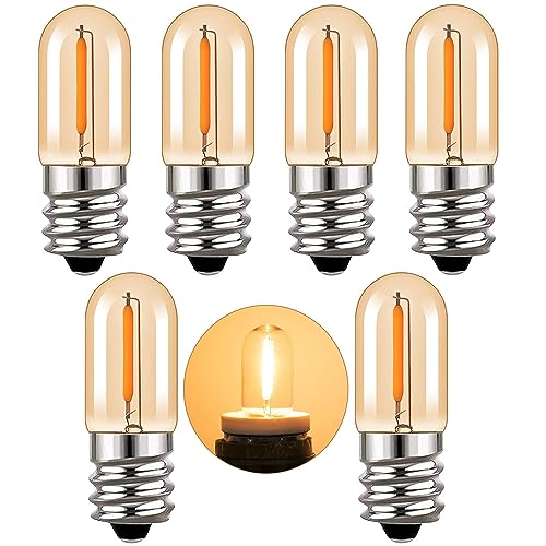 LDCHIUEN E14 LED Led glühbirne,T16 Edison Vintage Led Lampe, 2200K Led Leuchtmittel, 1W led glühlampen, warmweiss Energiesparlampe Ersatz 10W Glühlampen，6 Stück von LDCHIUEN