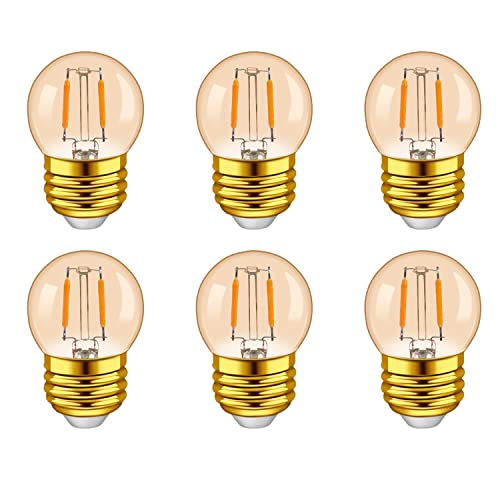 LDCHIUEN E27 Led Glühbirne 1W LED Filament Lampe Ersetzt 10 Watt Glühlampen, 2200K Vintage Edison Glühbirne für Kronleuchter, Nicht Dimmbar, 6 Stück von LDCHIUEN