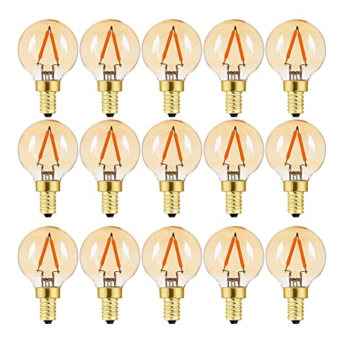 LDCHIUEN G40 Edison Vintage Led Glühbirne 1 Watt 2200K Warmweiß Mittel Schraube E14 getönter Glasbeschichtung 100 Lumen Ersetzt 10 Watt Glühlampen No Dimmbar, 15er-Pack von LDCHIUEN