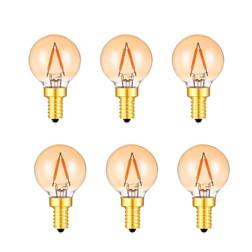 LDCHIUEN G40 Edison Vintage Led Glühbirne 1 Watt 2200K Warmweiß Mittel Schraube E14 getönter Glasbeschichtung 100 Lumen Ersetzt 10 Watt Glühlampen No Dimmbar, 6er-Pack von LDCHIUEN