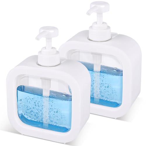 2 Stück Seifenspender 500ml Duschgelspender Pumpspender Kunststoff Seifenspender Durchsichtig Weiß Dish Soap Dispenser Spülmittelspender für Küche Badezimmer Dusche Shampoo Flaschen Spüli Spender von LDERFIV