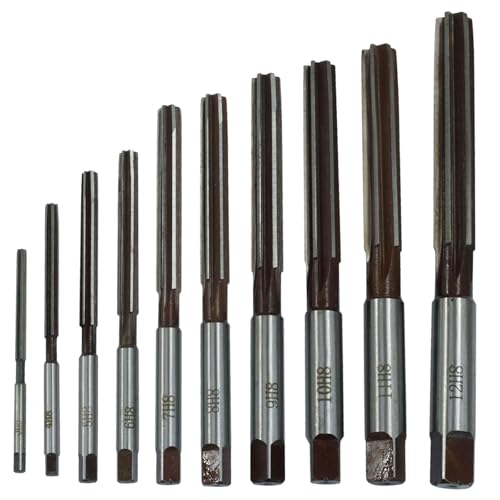 LDEXIN Handreibahlen-Set, 6 Rillen, gerader Schaft, H8-Genauigkeit, legierter Werkzeugstahl (3 - 12 mm), 10 Stück von LDEXIN