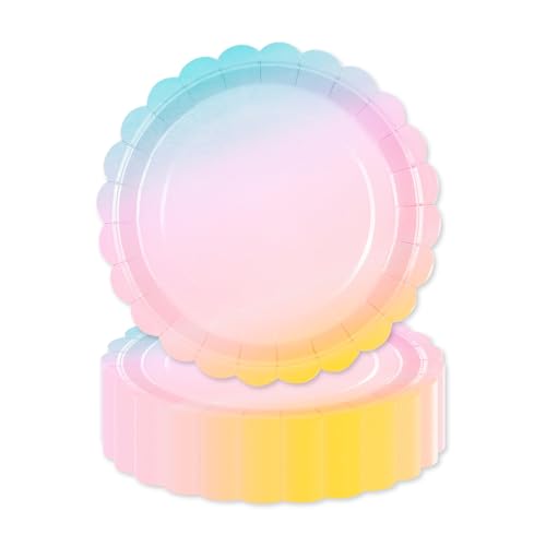 LDFDRT 50pcs Partygeschirr Geburtstag Pappteller,18cm Partyteller Papier Party Geschirr Deko zum Hochzeit Garten Party (Regenbogen) von LDFDRT