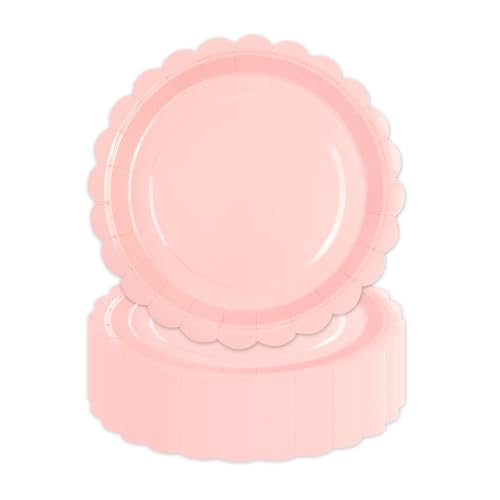 LDFDRT 50pcs Partygeschirr Geburtstag Pappteller,18cm Partyteller Papier Party Geschirr Deko zum Hochzeit Garten Party (Rosa) von LDFDRT