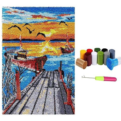 Knüpfteppich für Kinder und Erwachsene zum Selber Knüpfen, DIY Latch Hook Teppich Kit Tapisserie Teppich Knüpf-Sets Kreuzstich Set Knüpfen Set Für Kinder Und Erwachsene (40x60cm) von LDFHOIN