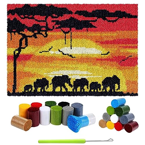 Knüpfteppich für Kinder und Erwachsene zum Selber Knüpfen, DIY Latch Hook Teppich Kit Tapisserie Teppich Knüpf-Sets Kreuzstich Set Knüpfen Set Für Kinder Und Erwachsene (80x115cm) von LDFHOIN