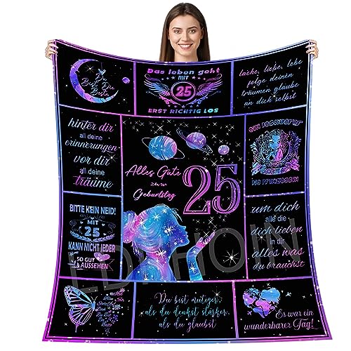 LDFHOIN 25. Geburtstag Geschenke Kuscheldecke für Tochter, Deutsche Nachricht Briefdecke An Unsere Tochter von Eltern, Positiv Ermutigen Wohndecke Flanelldecke Geschenke 150x200cm von LDFHOIN