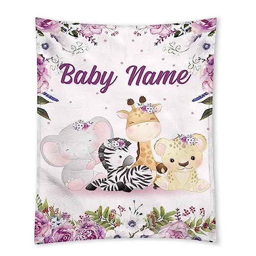 LDFHOIN Babydecke mit Namen und Datum Flanell personalisierte kuscheldecke Baby Geschenke Geburt 70 x 100 cm (75 x 100 cm + Personalisierung) von LDFHOIN