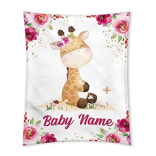 LDFHOIN Babydecke mit Namen und Datum Flanell personalisierte kuscheldecke Baby Geschenke Geburt 70 x 100 cm (75 x 100 cm + Personalisierung) von LDFHOIN
