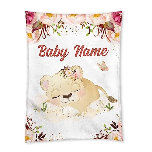 LDFHOIN Babydecke mit Namen und Datum Flanell personalisierte kuscheldecke Baby Geschenke Geburt 70 x 100 cm (75 x 100 cm + Personalisierung) von LDFHOIN