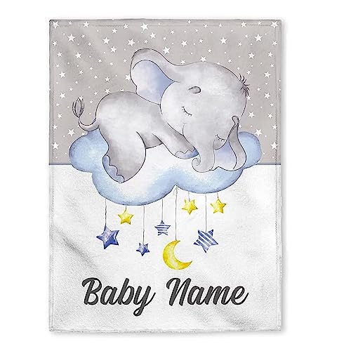 LDFHOIN Babydecke mit Namen und Datum Flanell personalisierte kuscheldecke Baby Geschenke Geburt Personalisierte Decke Wunschtier, Name, Geburtsdatum(50 x 100 cm + Personalisierung) von LDFHOIN