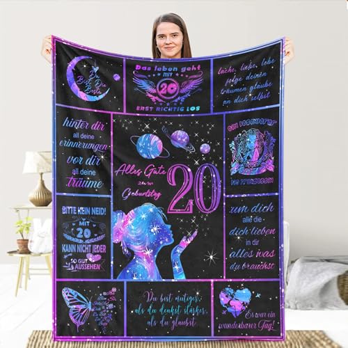 LDFHOIN Geschenke Mutter Tochter Kuscheldecke mit Spruch Deutsch, Geburtstagsdecke mit Positiv Ermutigen Eltern für Tochter Briefdecke, Flanelldecke Flauschige Personalisierte für Mädchen 150x220cm von LDFHOIN