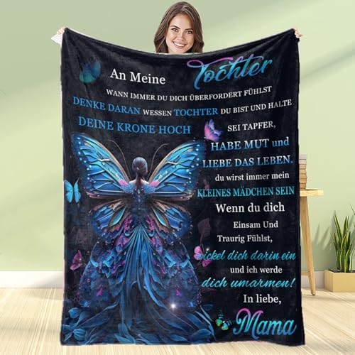 LDFHOIN Kuscheldecke Flauschige Personalisierte Decke Geschenke An Meine Tochter, Mutter zu Tochter Briefdecke (Deutsch), Positive Ermutigung und Liebe Tochter Flanelldecke, 150 * 220 cm von LDFHOIN