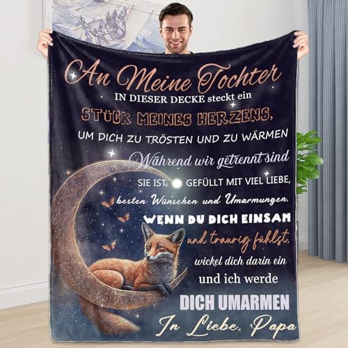 LDFHOIN Kuscheldecke Personalisierte Decke An Meine Tochter von Papa, Papa für Tochter Deutsche Nachricht Briefdecke Positiv Ermutigen Wohndecke Geschenk 150x200cm von LDFHOIN