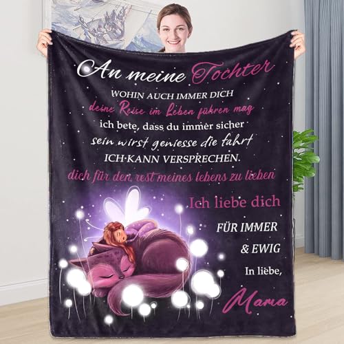 LDFHOIN Kuscheldecke Flauschige Personalisierte Decke Geschenke An Meine Tochter, Mutter zu Tochter Briefdecke (Deutsch), Positive Ermutigung und Liebe Tochter Flanelldecke, 150 * 200 cm von LDFHOIN