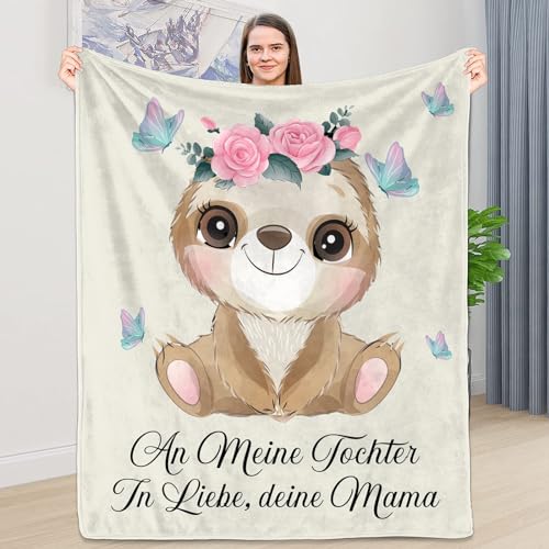 LDFHOIN Personalisierte Kuscheldecke An unsere Tochter von Eltern, Deutsche Mama und Papa für Tochter Briefdecke Positiv Ermutigen Flauschige Wohndecke (130×150cm) von LDFHOIN