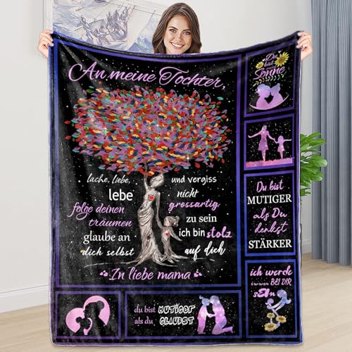 LDFHOIN Personalisierte Kuscheldecke Tochter Geschenke von Mama, Tochter Geschenke für Geburtstag Decke mit Spruch, Flanell Mikrofaser Plüsch Kuscheldecke Geburtstagsgeschenk 150x220cm von LDFHOIN