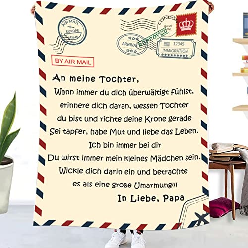 LDFHOIN kuscheldecke flauschig, An Meine Tochter Personalisierte Nachricht Brief Geburtstag Geschenke Decke,Super weich Mikrofaser Flanelldecke, Papa zu Tochter Positive Ermutigung und Liebe Tochter von LDFHOIN