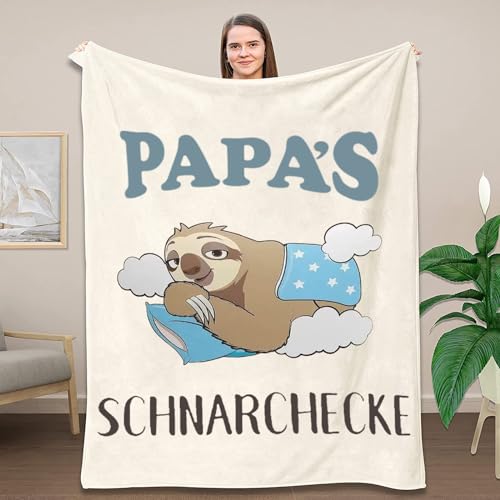 Lustige Faultier Decke Geschenk für Papa, Kuscheldecke Flauschig An Meinen Papa, Super Weich Warme Personalisierte Deutsch Decke Beste Geburtstag, Weihnachten Geschenke Wohndecke von LDFHOIN