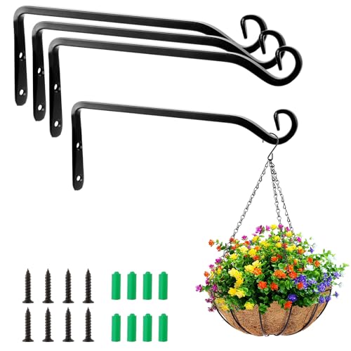 LDHHYH 4 Stück Pflanzenhalterung, 25CM Blumenampelhalter, Wandhaken für Blumenampel, Pflanzen Halterung, Blumenampel Wandhalter Haken für Pflanzer Vogelhäuschen von LDHHYH