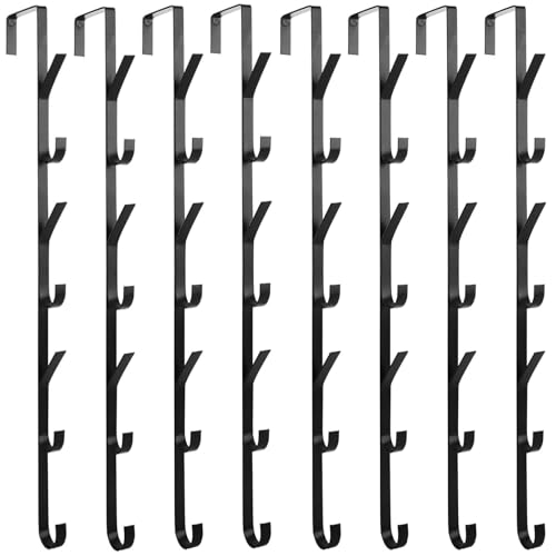 LDHHYH Türhaken in Baumform, 7 Haken, schwarzer Karbonstahl, für Dicke 3–4,1 cm, maximale Traglast 20 kg, platzsparender Wandhaken für Zuhause und Büro, 8 Stück von LDHHYH