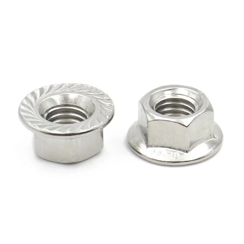 10 stücke 304 Edelstahl M3 M4 M5 M6 M8 M10 M12 M14 M16 M20 Hexagon Flansch Mutter(M12 (10pcs)) von LDHNFBYV