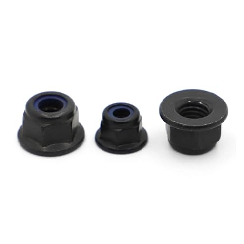 10 stücke Schwarz Carbon SteelHexagon Flansch Nylon Einsatz Kontermutter M3 M4 M5 M6 M8(M4 10pcs) von LDHNFBYV