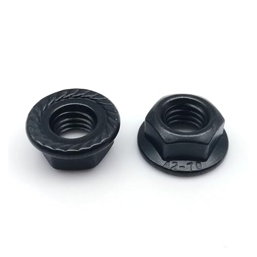 2/5/10 Stück M3 M4 M5 M6 M8 M10 M12 DIN6923 Schwarz verzinkt 304 A2-70 Edelstahl Sechskantkopf gezackte Flansch-Kontermutter(2pcs M12) von LDHNFBYV